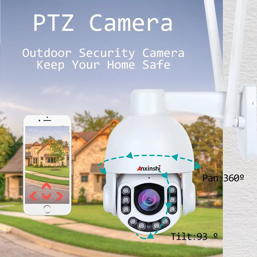 Dual System Backup 8MP Resolution 360 Degree Continues Rotation 4X Optical Zoom IP66 Waterproof Outdoor/Indoor Security System HD Dome PTZ Wireless Camera