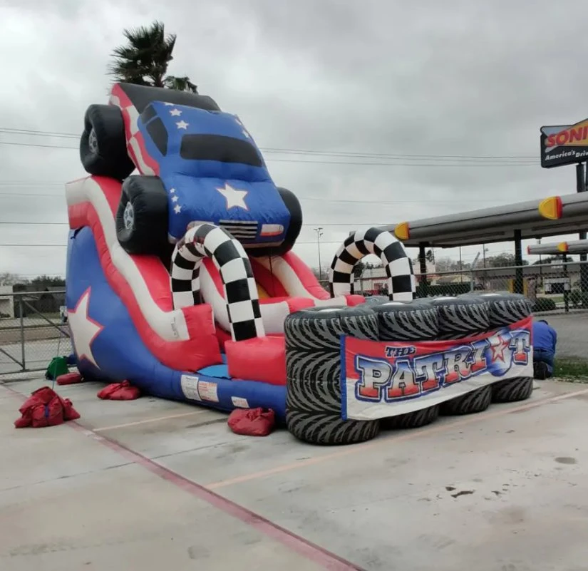 18FT Patriot Monster Truck Slide Inflatable Race Car Water Slide