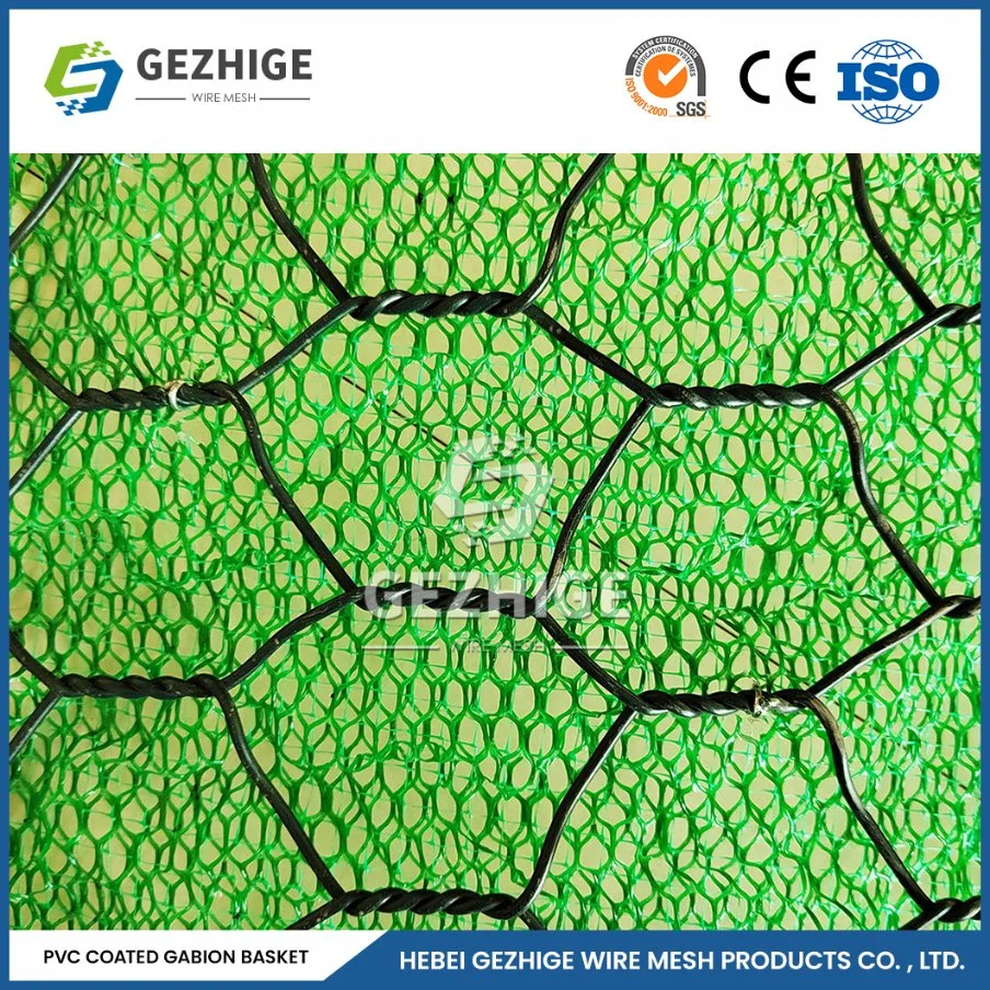 Gezhige 100X150 mm Building Gabions 3.0-4.0mm Selvedge Wire Thickness PVC Gabion Mesh Galvanized Gabion China 4.0*1.0*1.0 M Hexagonal Galvanized Gabion Box Net