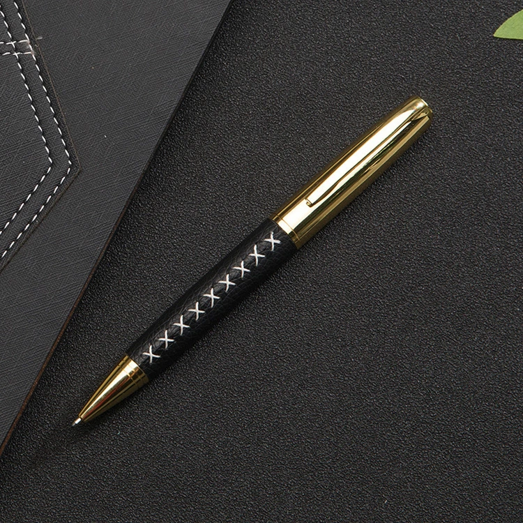 Metal Pen Leather Pen Meeting Record Pen