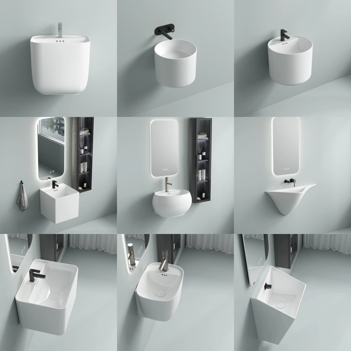 Tocadores Armario Baño tocador Ceramica lavabo montaje en pared personalizable Sink