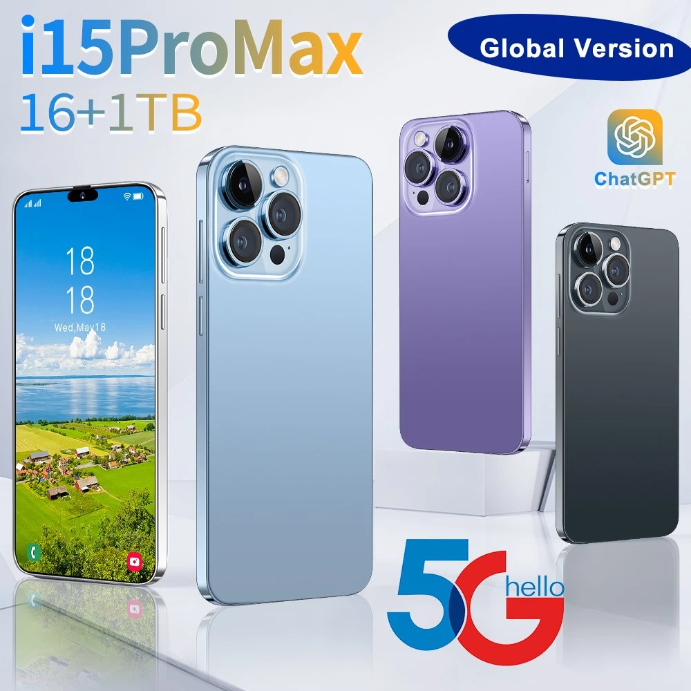 Teléfono Android desbloqueado 5g Teléfono móvil I15 PRO Max 6,7 Pantalla grande de 16GB+1TB smartphone
