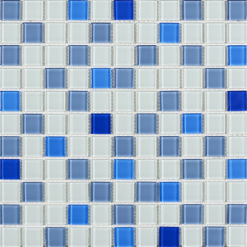 China Wholesale/Supplier Square Blue Blend Hot Melt Glass Mosaic for Swimming Pool