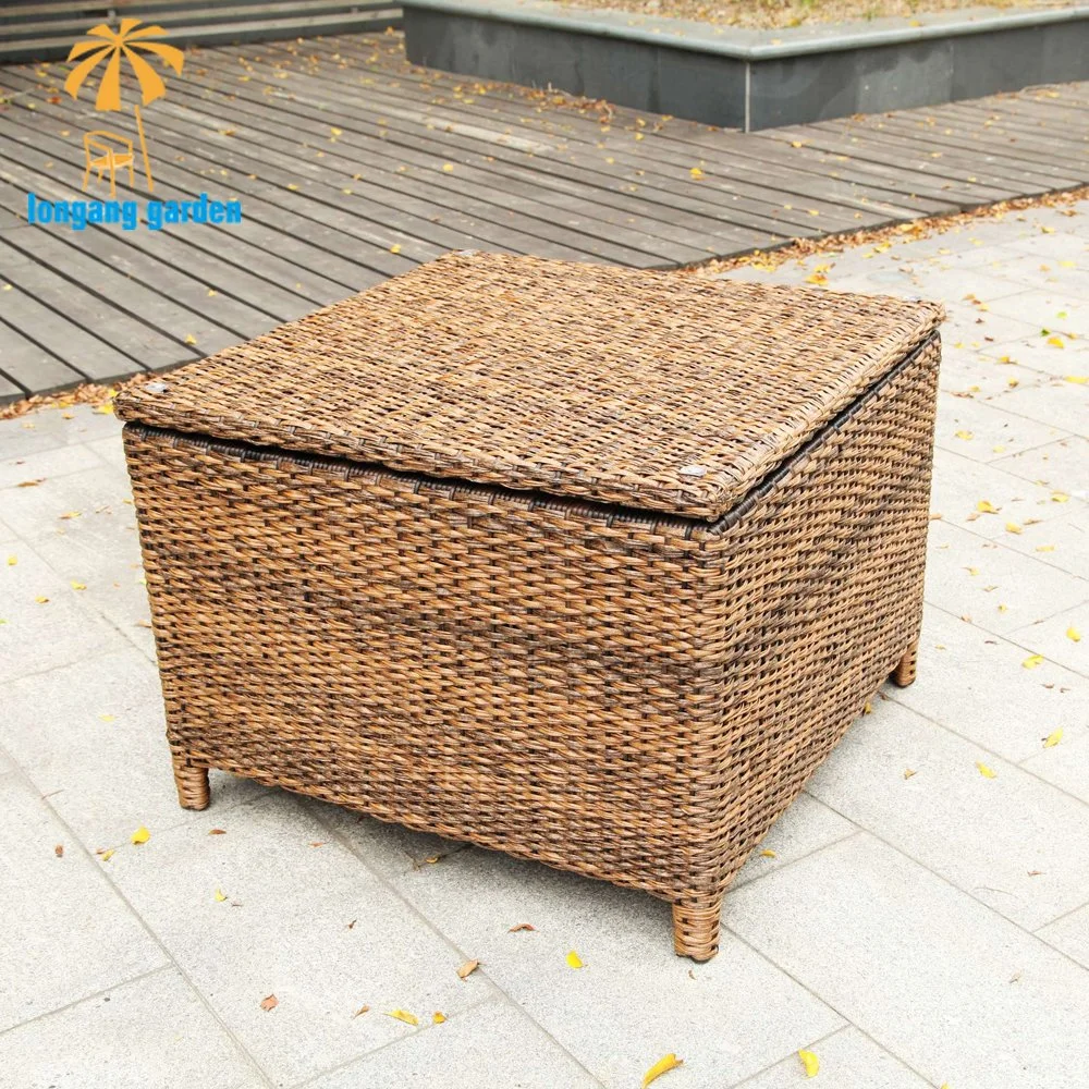 Garden Rattan Wicker Deck Box Cushion Outdoor Storage Waterproof Box for Home and Living Room Outdoor Furniture