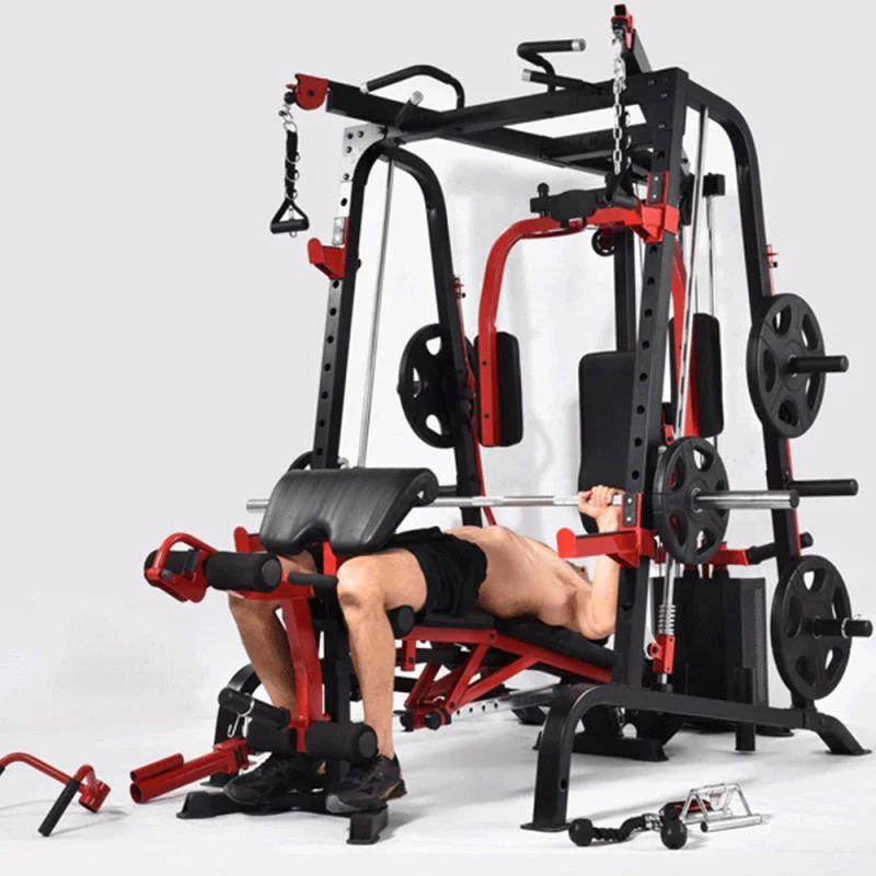 Professional Multifunctional Home Exercise Multi Squat Leg Raiser Bench and Barbell All in One Smith Machine Gym Equipment