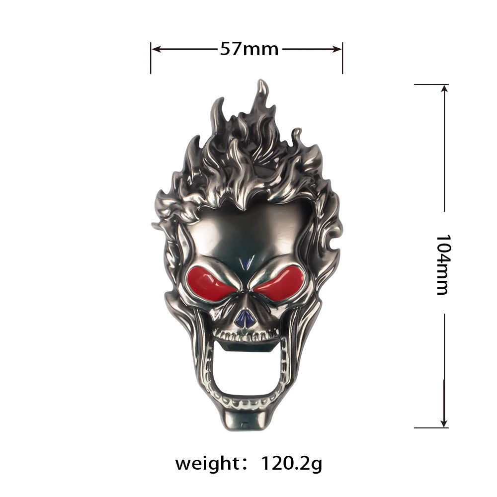 Factory Custom Vintage Creative Skull Metal Magnetic Refrigerator Sticker Beer Bottle Opener for Promotional Gift