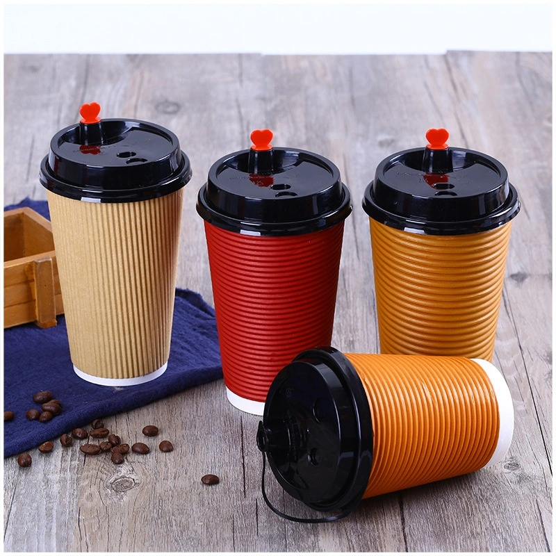 Biodegradable Disposable Insulated Ripple Double Wall Heat Resistant Paper Cup for Coffee