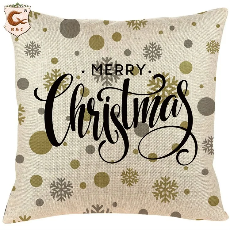 Printed Linen Happy New Year Pillow Case Cover