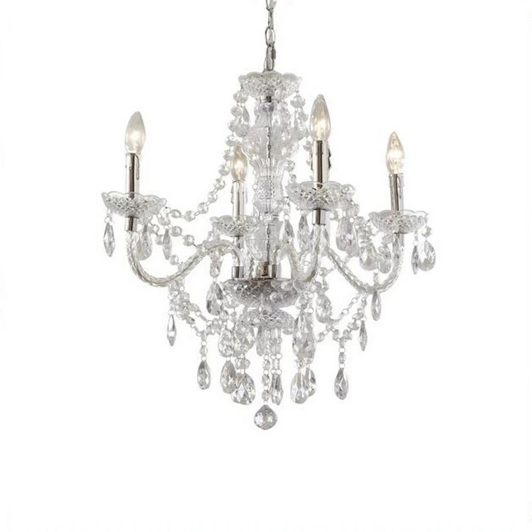 Classic Clear Crystal Candle Pendant Ceiling Chandelier 4 Lights for Elegant Decoration