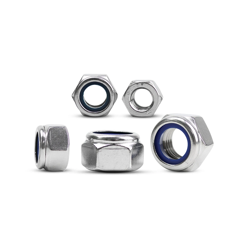 304 Stainless Steel Hex Nylon Insert Lock Nut Fine Pitch Self-Locking Nylock Nut Locknut M8 M10 M12 M14