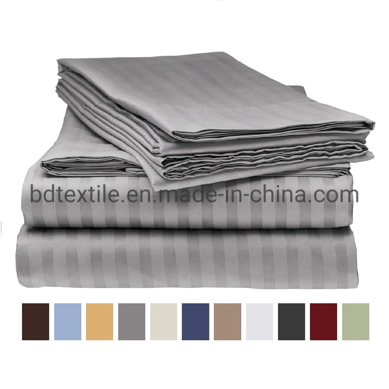 100%Cotton 300t Sateen Stripe Dyed Fabric for Hotel and Home