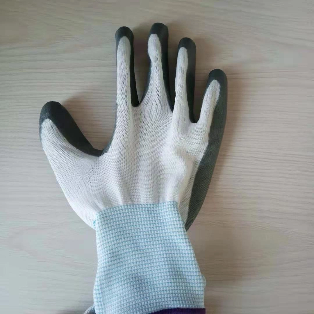 White Electrical Insulation Grey Nylon Nitrile Coated Working Gloves