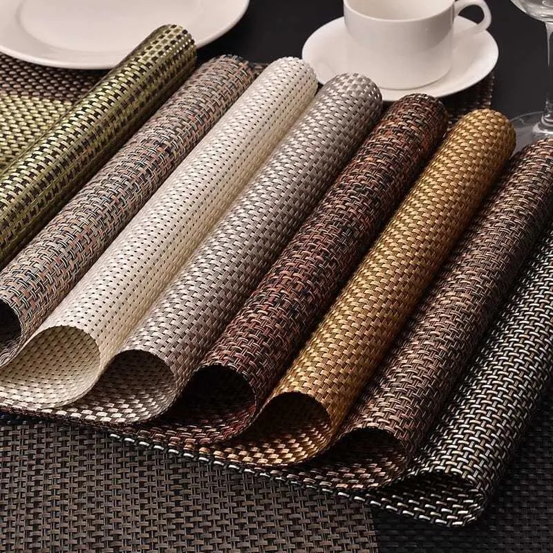 PVC Non Slip Heat Insulation Kitchen Table Place Mat Rectangle Weave Luxury Place Mats