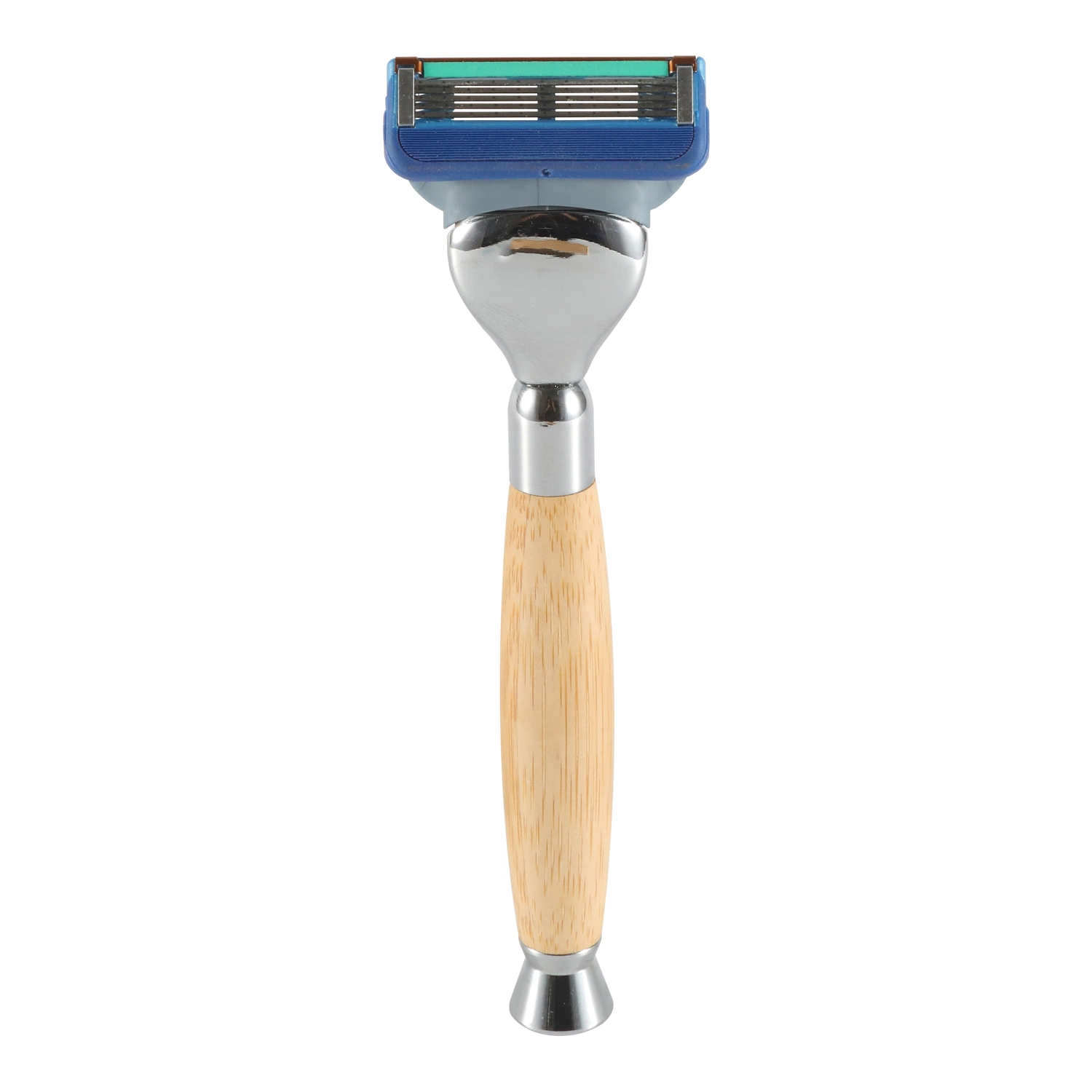 Máquina de afeitar desechables personalizado de seguridad de afeitado navajas de afeitar asa de bambú con soporte de los hombres navaja