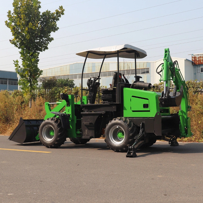 Fabricante Sdjg Mini-escavadora de rodas para escavadora de rodas 4X4 Back Hoe China Retroescavadora