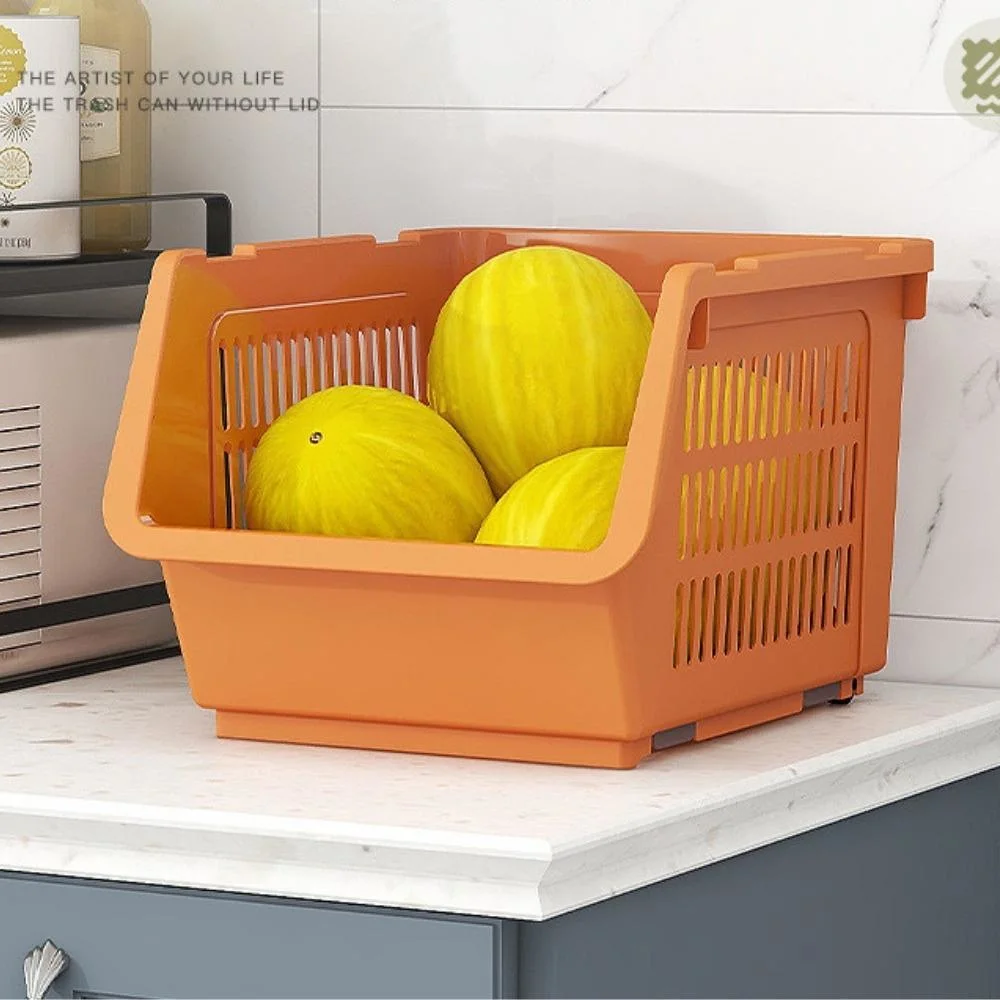 Plastic Stackable Storage Hollow Drain Basket Home Kitchen Layer Rack Bl21208