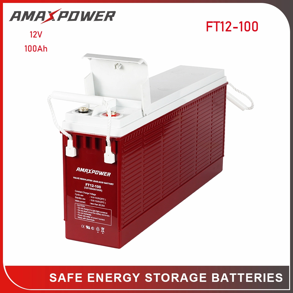 Amaxpower 12V 55ah/80ah/100ah/150ah/180ah/200ah Front-Access-Terminal-Slim Gel Battery for Telecom-Station/Solar-System/Home-Power-Bank/Communication-Equipment