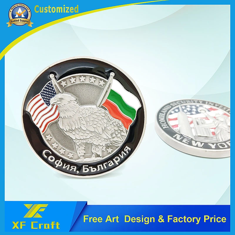 Professional Custom Us National Flag Antique Military Award Honor Souvenir Coins Metal Art Crafts Police Chile Colombia Navy Coin Badge with Logo