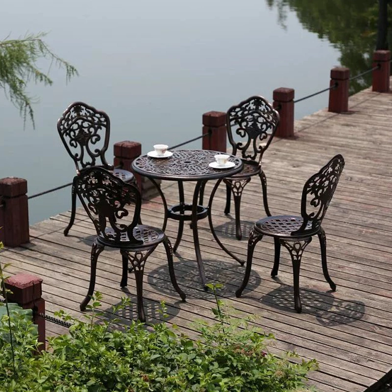 Aluminum Metal Table for Backyard Kd Furniture Outdoor Dining Chair Balcony Table Garden Set Cast Aluminum Patio Furniture