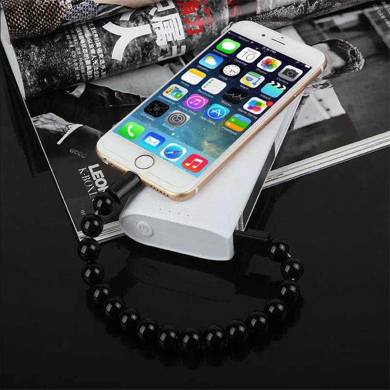 Bead Pure Color Bracelet USB Cable Universal Mobile Phone Charger