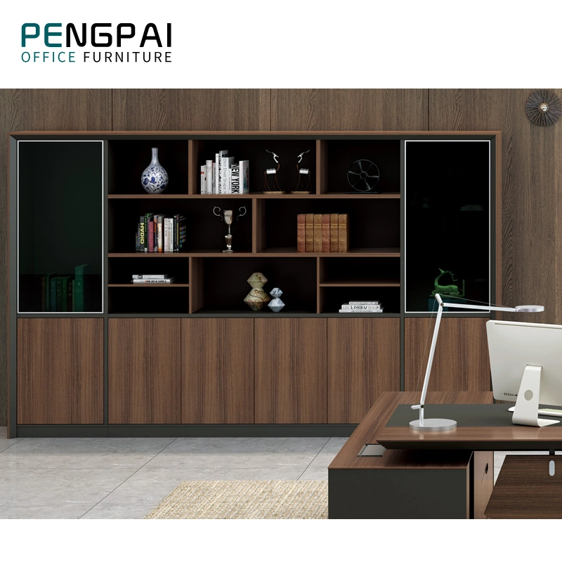 Madeira Pengpai armário de arquivos para estante de design moderno com porta de vidro Cabinet mobiliário de escritório