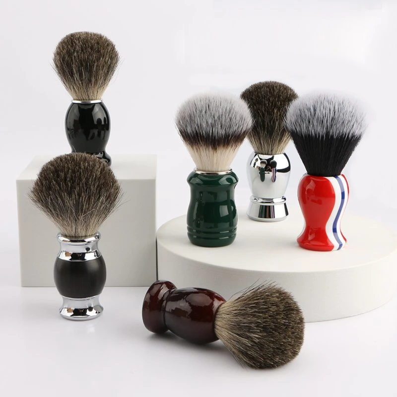 Shiny Stainless Steel Metal Handle with Badger Hair Wet Shaving Brush Reusable Shaving Brush