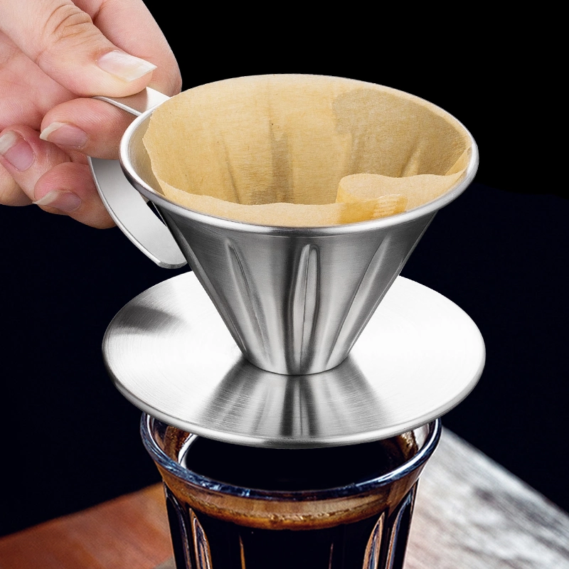 Forma de cono de acero inoxidable Coffee Dripper Coffee Filtro