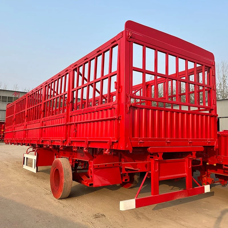 3 Axles 4 Axles 50-80 Tons Bulk Cargo Cattle Transport High Wall Fence Truck Semi Livestock Trailer