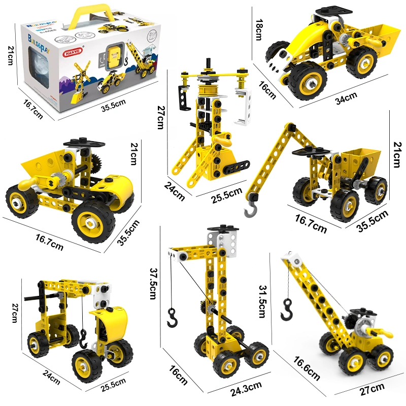 100PCS 8 in 1 Take Apart Car Toy Children Educational Engineering Construction Truck Toy Set Stem Screw Assemble Vehicle Set DIY Building Kit Toys for Kids Boys