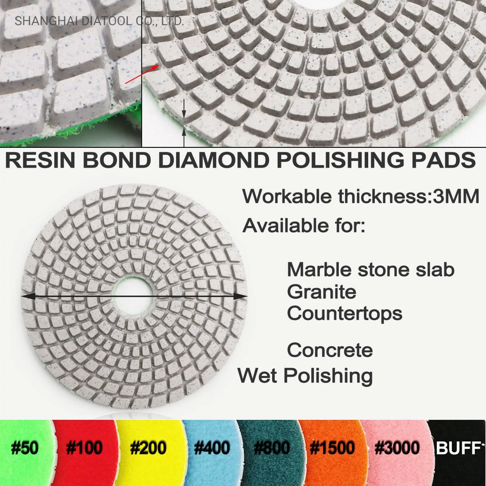 4" Professional Wet Diamond almohadillas flexibles de pulido para mármol de granito Cerámica