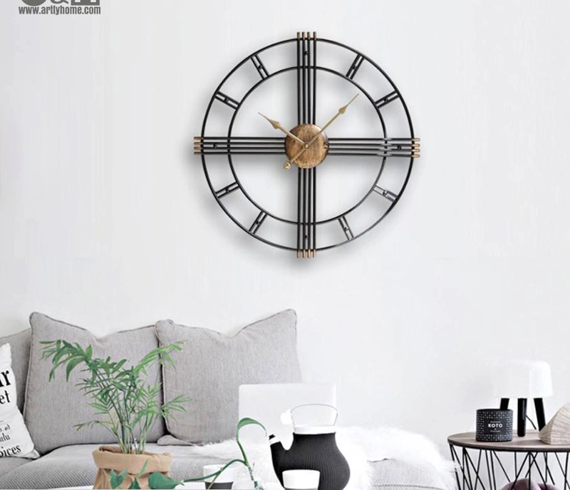 Retro Vintage Iron Decorative Antique Metal Living Room Bedroom Office Wall Clock