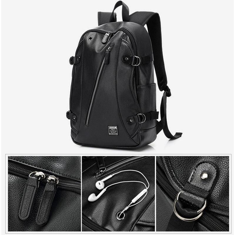 Mode Herren PU Leder Rucksack Schule Buch Tasche Business Travel Rucksack Mit Laptoptasche