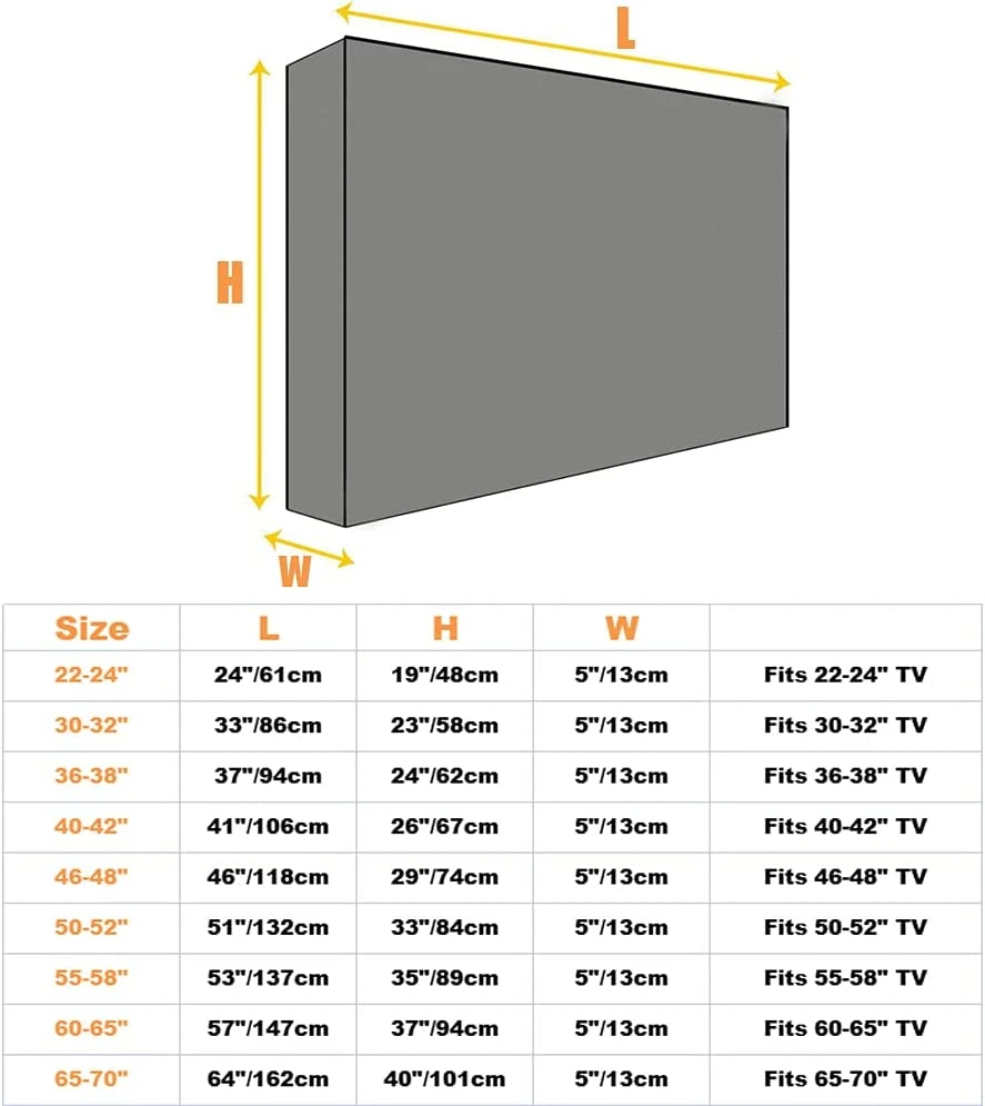 Heavy Duty Transparent TV Cover Black for Indoor/Outdoor Heat Resistant Weatherproof Dustproof Anti UV