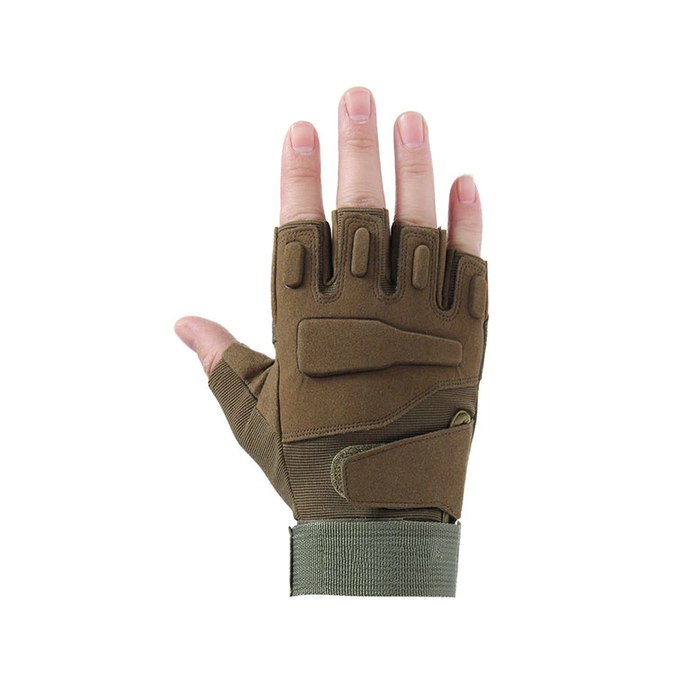 Half-Finger Knuckle Shock Resistant Fingerless Hunting Tactical Leather Motorcycle Gloves