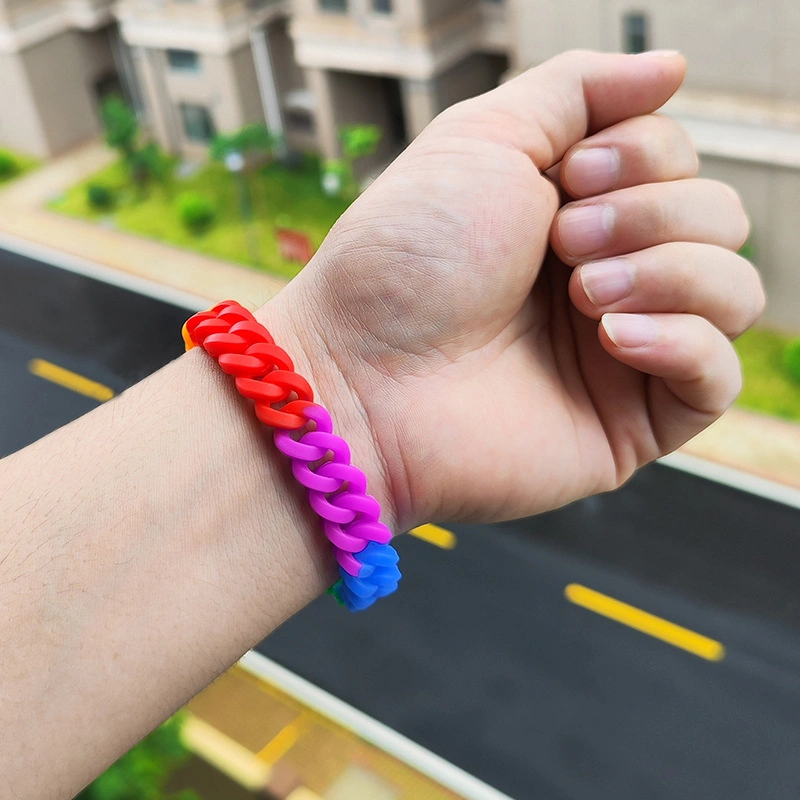 Personalized Debossed Silicone Hand Band Bracelet Custom Pride Lgbt Gay Rainbow Wristband