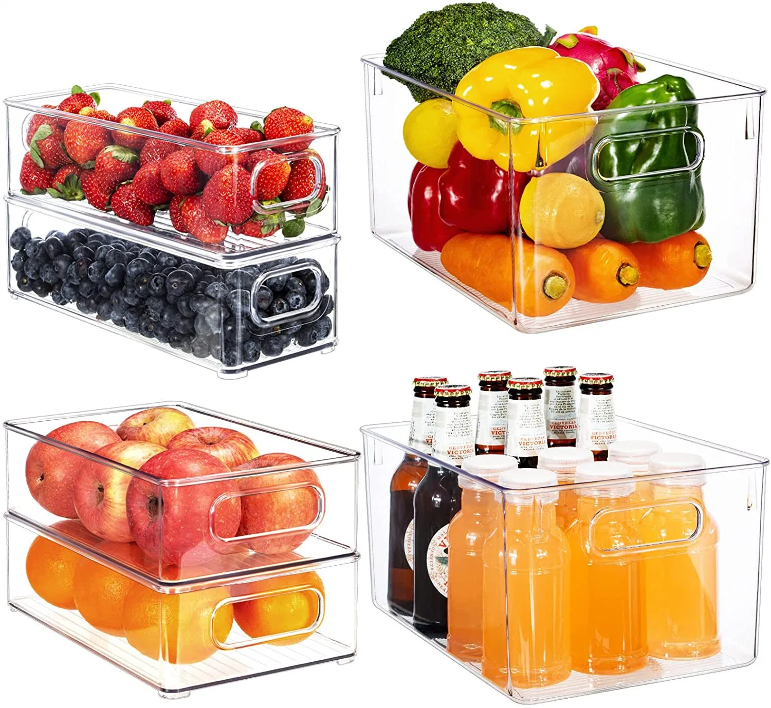6-teiliges Set von Lebensmittelbehälter Aufbewahrungsbox transparent