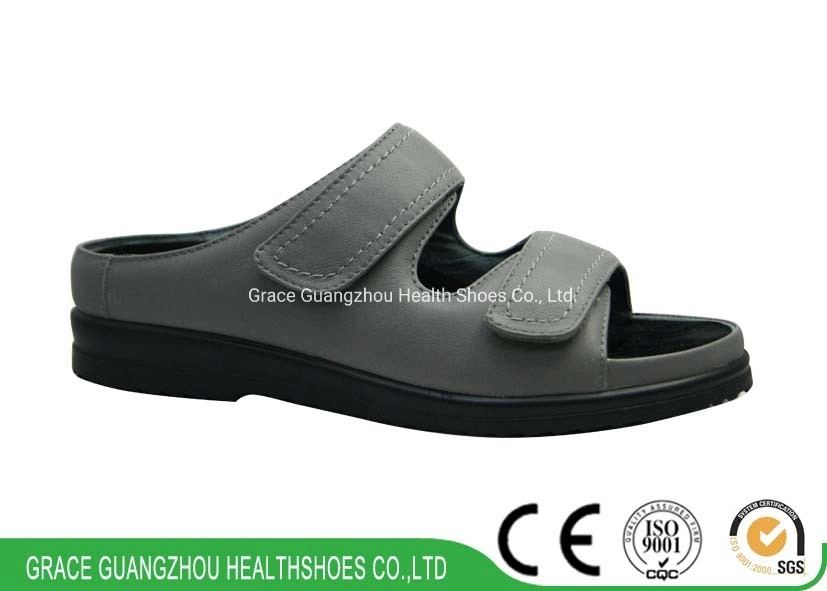 Sandalia cómoda de ancho especial de cuero sandalia diabética Sandalia de pie plano