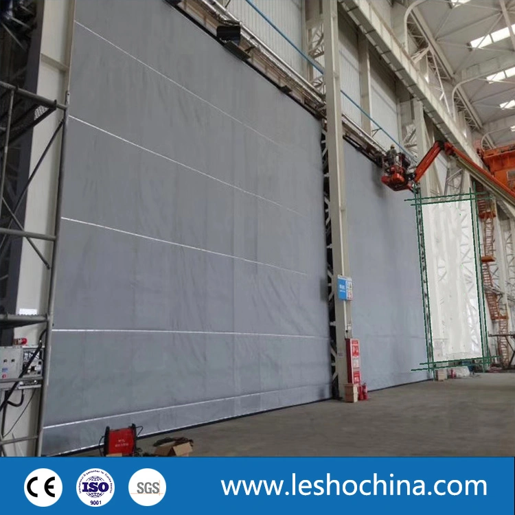 Industrial eléctrico motorizado PVC tela Stacking rodando Mega Hangar Puerta para el aeropuerto o astillero