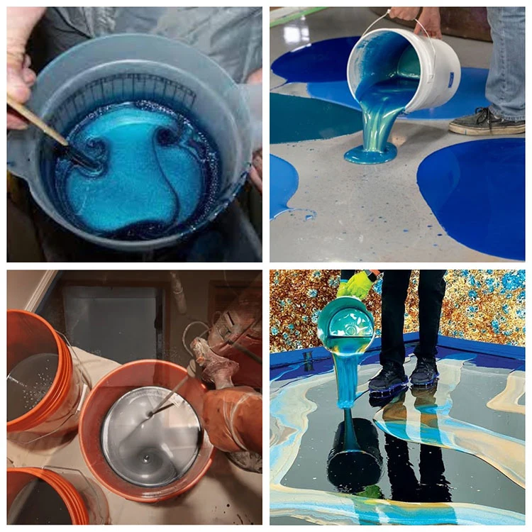 Hohe Viskosität Metallic Epoxy Boden Farbe Harte Epoxy Art Boden Farbe