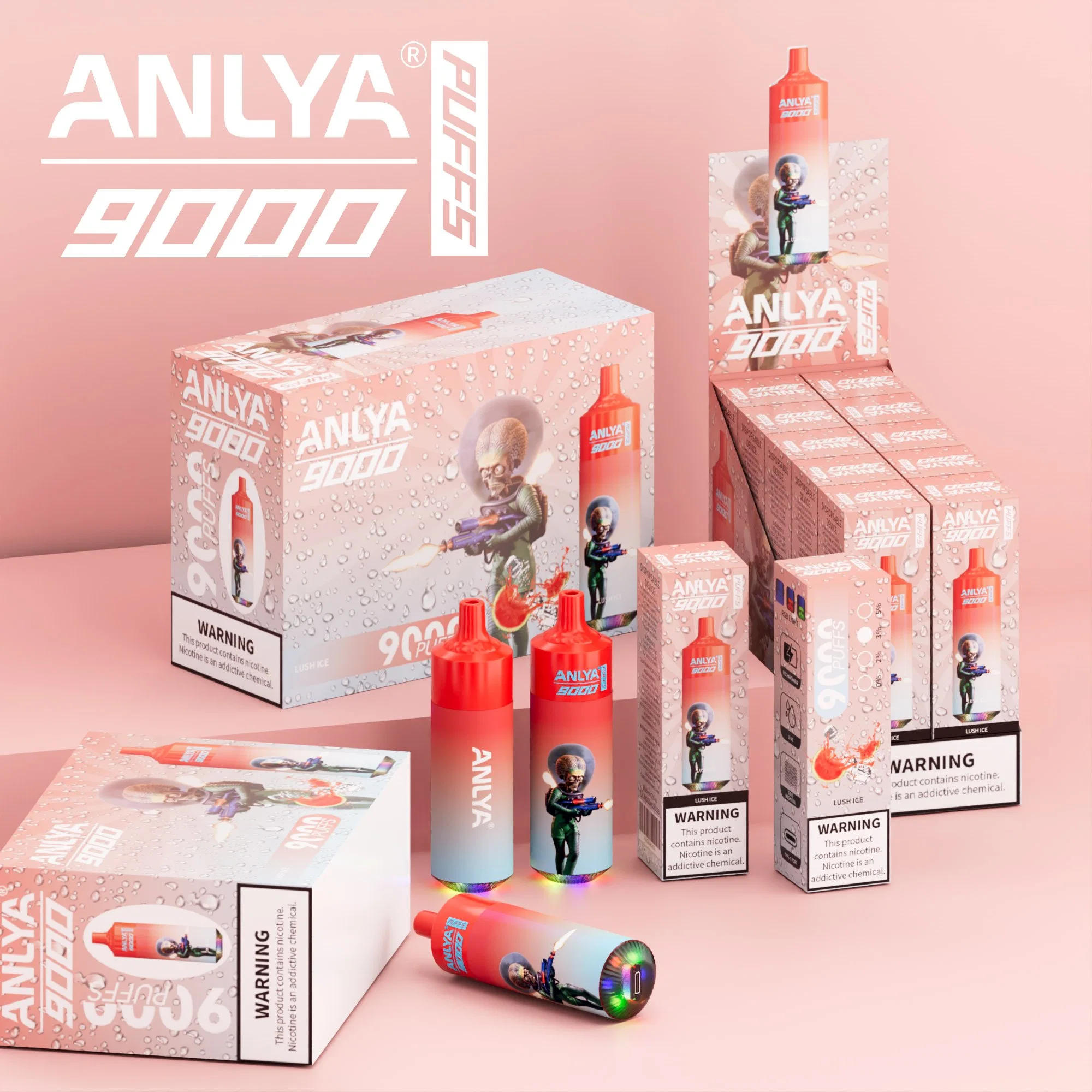 2023 Anlya Randm Tornado 9000puffs Wholesale/Supplier Vape Electronic Cigarette Vape Pen Disposable/Chargeable E-Cig10 Flavors with RGB Lights for Vaper Electric Hookah Vaping