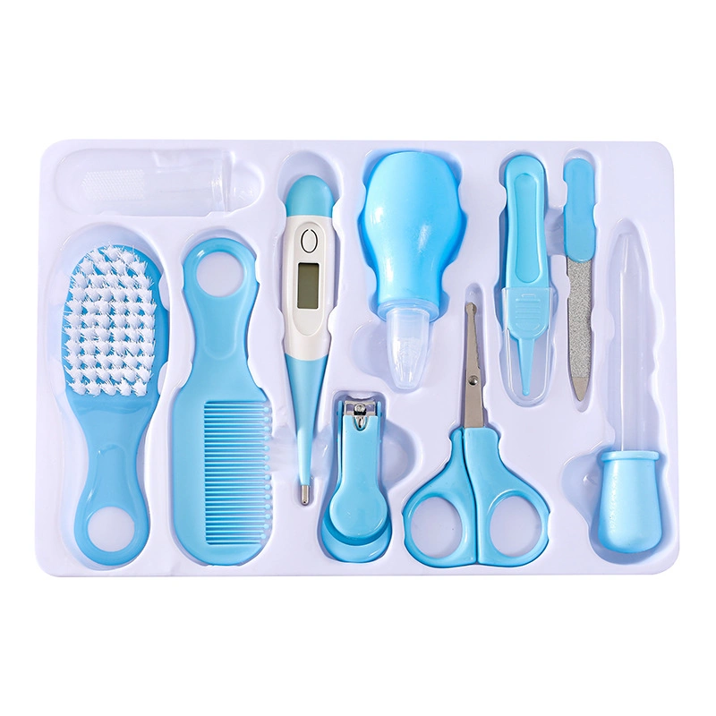 Conjunto de kit de barbear para bebé 10PCS para recém-nascido termómetro nasal de alta qualidade Conjunto de cuidados diários do bebé dos aparadores de unhas do alimentador de medicina com aspirador