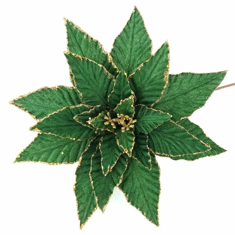 Artificial Flower Big Artificial Decoration Poinsettia Large Tree Glitter Poinsettias Christmas Flowers