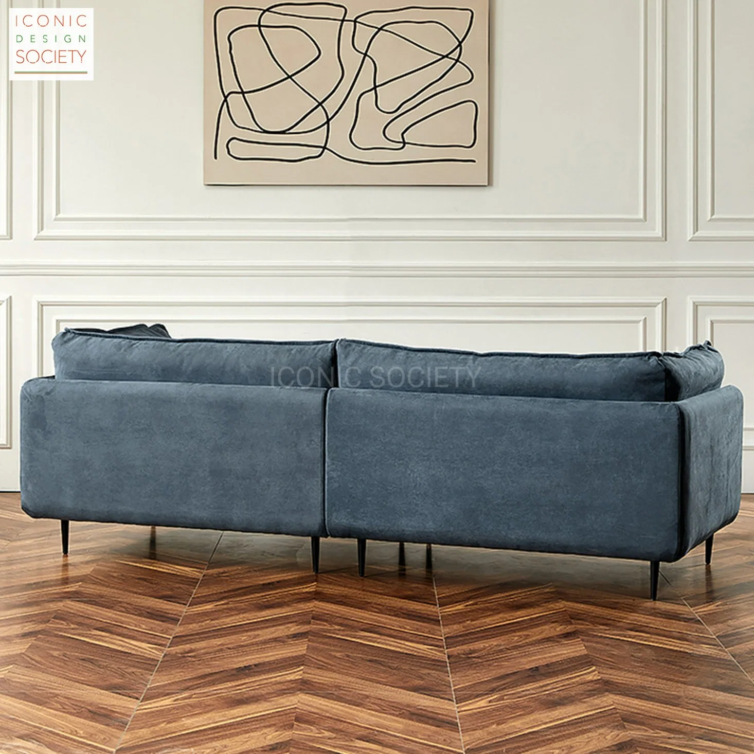 Modern Home Furniture Luxury Living Room Metal Legs Foam Hotel Sectional Office Leisure Couch Velvet Fabric Sofa