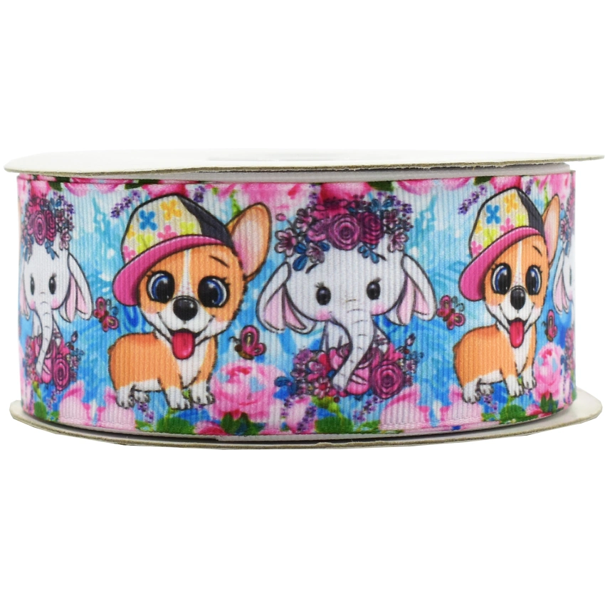 Factory High quality/High cost performance  Fashion Cheap Wholesale/Supplier Printed Ribbon Holiday Decoration Little Cute Animals Color Cartoon Pattern Printing Grograin Ribbon for Wreath