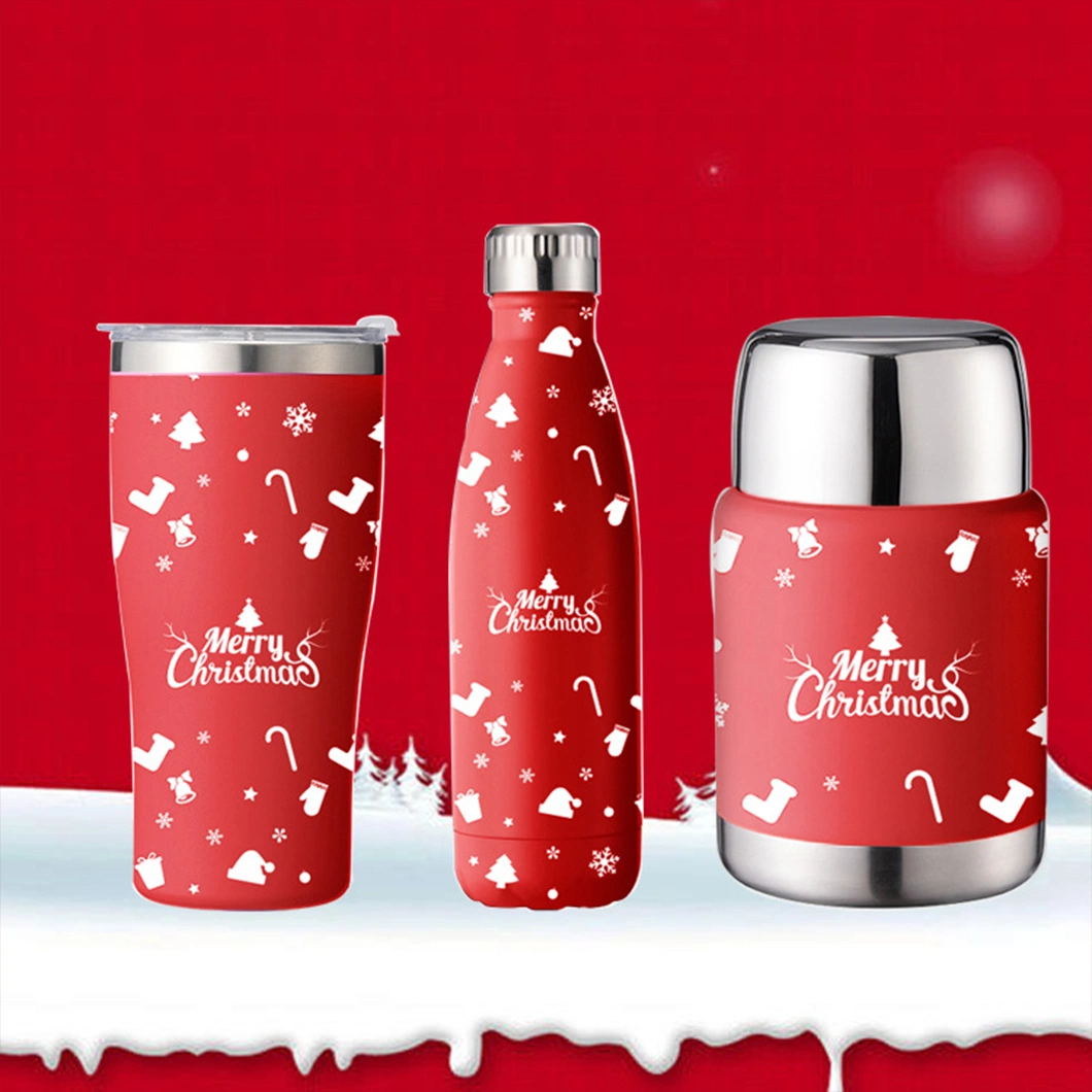 Botella de agua de doble pared de acero inoxidable 304 reutilizable ecológica Vaso térmico de café vaso vacío Thermos comida Jar regalo de Navidad