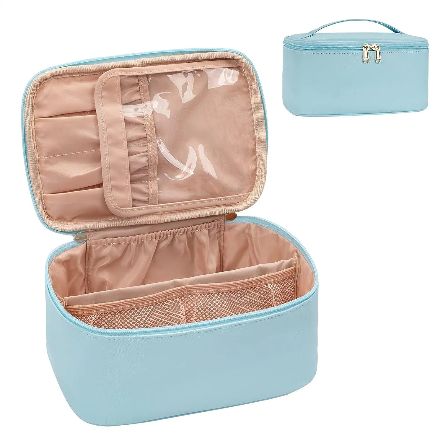 Fuliya Large Capacity Makeup Storage Case for Women Portable Waterproof Cosmetic Packaging Bag