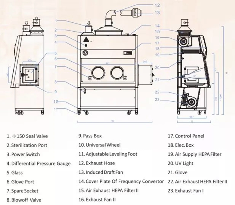 CE Certificated Class III Biosafety Cabinet for Laboratory for Medical Use