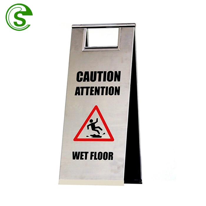 Stainless Steel 201 Waterproof Folding Hotel Wet Floor Warning Sign Board