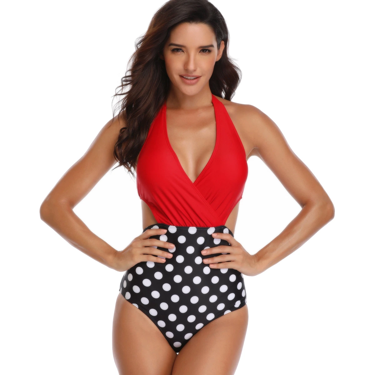 Sexy Women's One Piece High Waist Backless Halter Floral Print Swimwear