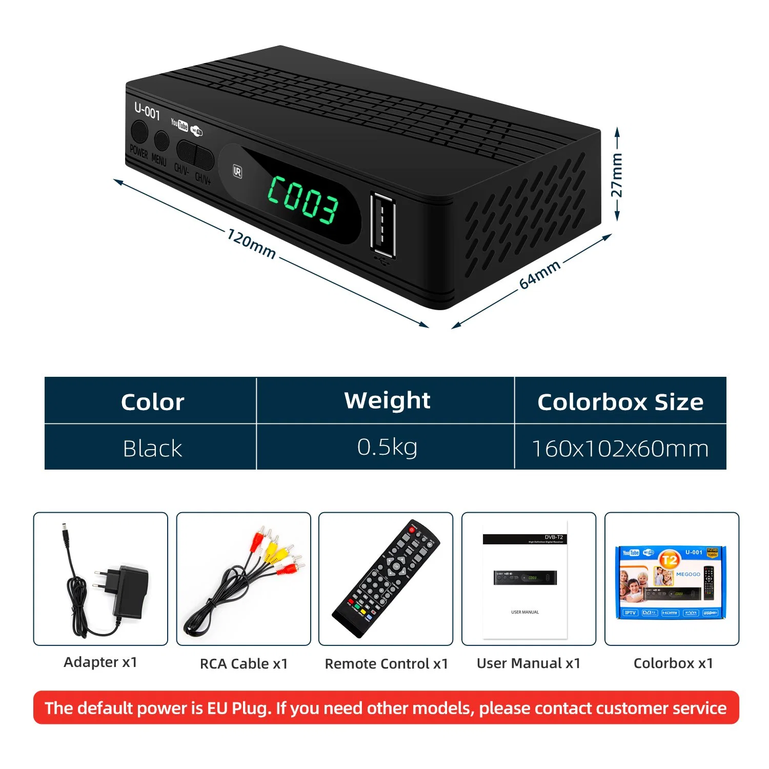 2020 Produto quente IPTV WiFi DVB-T2 Receptor de TV Digital